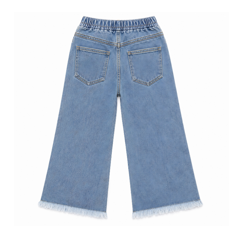 Blue Bow Embroidered Flared Denim