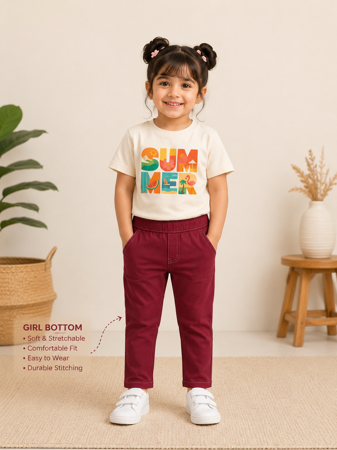 Girls Basic Cotton Pants