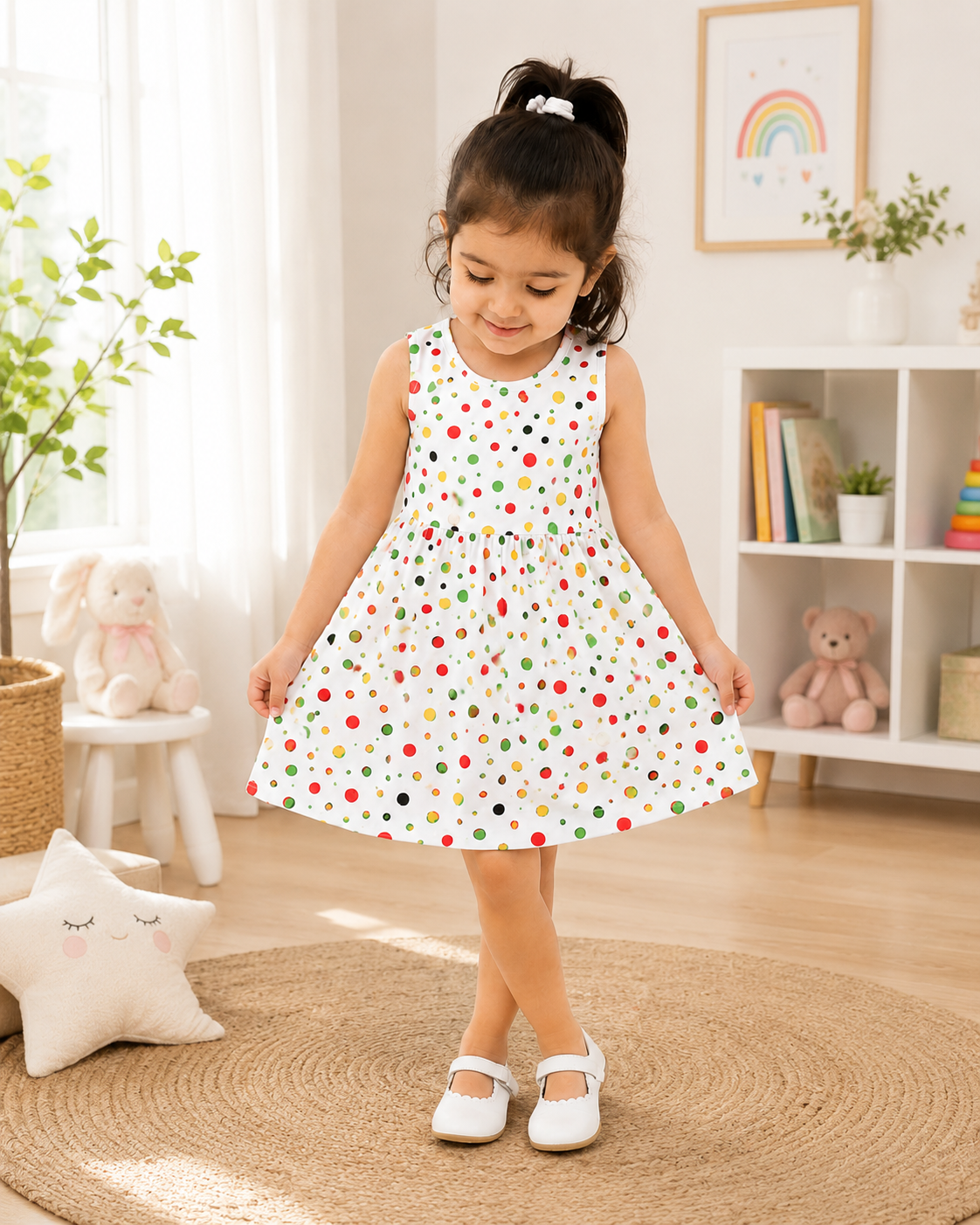 Polka Dot Sleeveless Frock