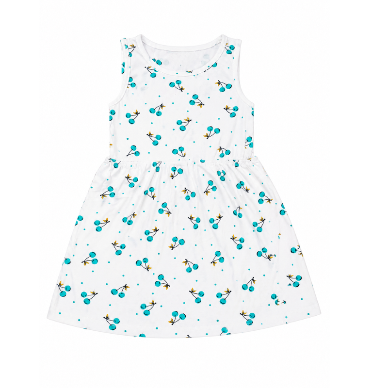Teal Cherry Print Frock